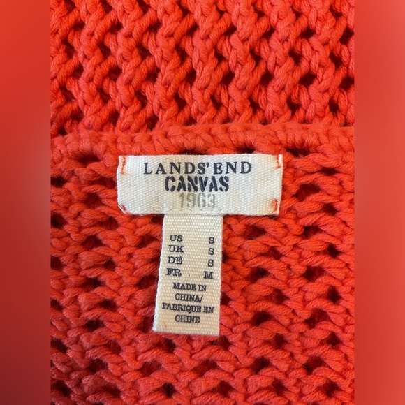 Lands' End Women's V-Neck orange Sweater - Picture 3 of 7